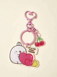 SHEIN X MOLANG Mujer 1 pieza Llavero con dibujos animados & con diseño de cereza dulce para vida diaria - Multicolor - Ver 1