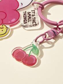 SHEIN X MOLANG Mujer 1 pieza Llavero con dibujos animados & con diseño de cereza dulce para vida diaria - Multicolor - Ver 4