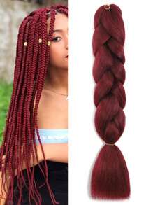Phần mở rộng tóc bện tổng hợp 24 inch 1 gói Burgundy - Màu Đỏ Sâu - Xem 1