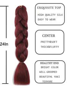 Phần mở rộng tóc bện tổng hợp 24 inch 1 gói Burgundy - Màu Đỏ Sâu - Xem 2