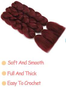 Phần mở rộng tóc bện tổng hợp 24 inch 1 gói Burgundy - Màu Đỏ Sâu - Xem 3
