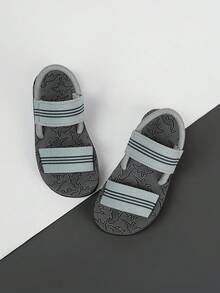 Dép quai hậu vải họa tiết sọc cho bé trai cho mùa hè - Xám - Xem 4