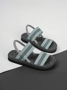 Dép quai hậu vải họa tiết sọc cho bé trai cho mùa hè - Xám - Xem 5