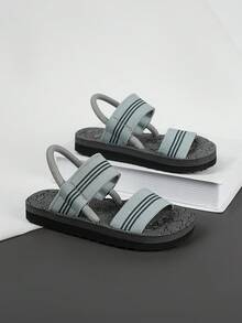 Dép quai hậu vải họa tiết sọc cho bé trai cho mùa hè - Xám - Xem 6