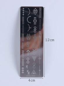 FULL BEAUTY Simple Geometric Line Nail Art Stamping Plate Stamp Stencil Printing Manicure Tool - Silver - View 4