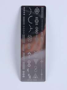 FULL BEAUTY Simple Geometric Line Nail Art Stamping Plate Stamp Stencil Printing Manicure Tool - Silver - View 5