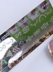 FULL BEAUTY Simple Geometric Line Nail Art Stamping Plate Stamp Stencil Printing Manicure Tool - Silver - View 6