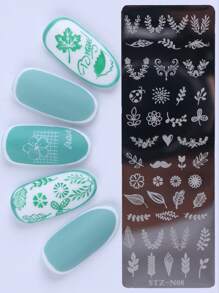 FULL BEAUTY Olive Leaf Flower Nail Art Stamping Plate Summer Fresh Stamp Stencil Printing Manicure Tool,Nail Supplies,Nail Tools,Nail Art Tools,Back To School,Nails,Nail Tools For Press On Nails
