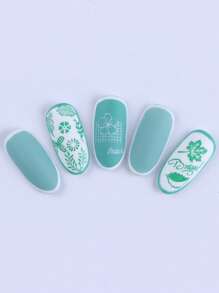 FULL BEAUTY Olive Leaf Flower Nail Art Stamping Plate Summer Fresh Stamp Stencil Printing Manicure Tool,Nail Supplies,Nail Tools,Nail Art Tools,Back To School,Nails,Nail Tools For Press On Nails