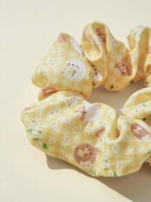 SHEIN X MOLANG 3入組女士卡通圖案時尚大腸髮圈適用於頭髮裝飾用品