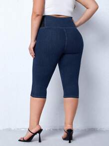 EMERY ROSE Plus High Waist Skinny Capris Jeans - Dark Wash - View 2