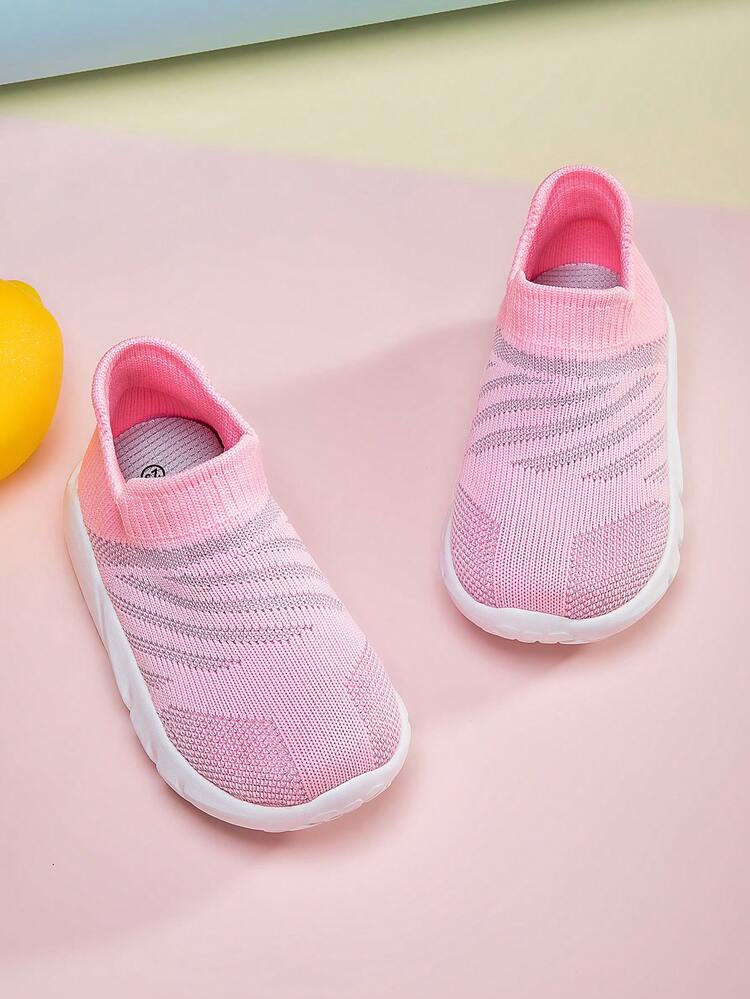 Baby Girls Breathable Striped Slip-on Sneakers - Pink - View 3