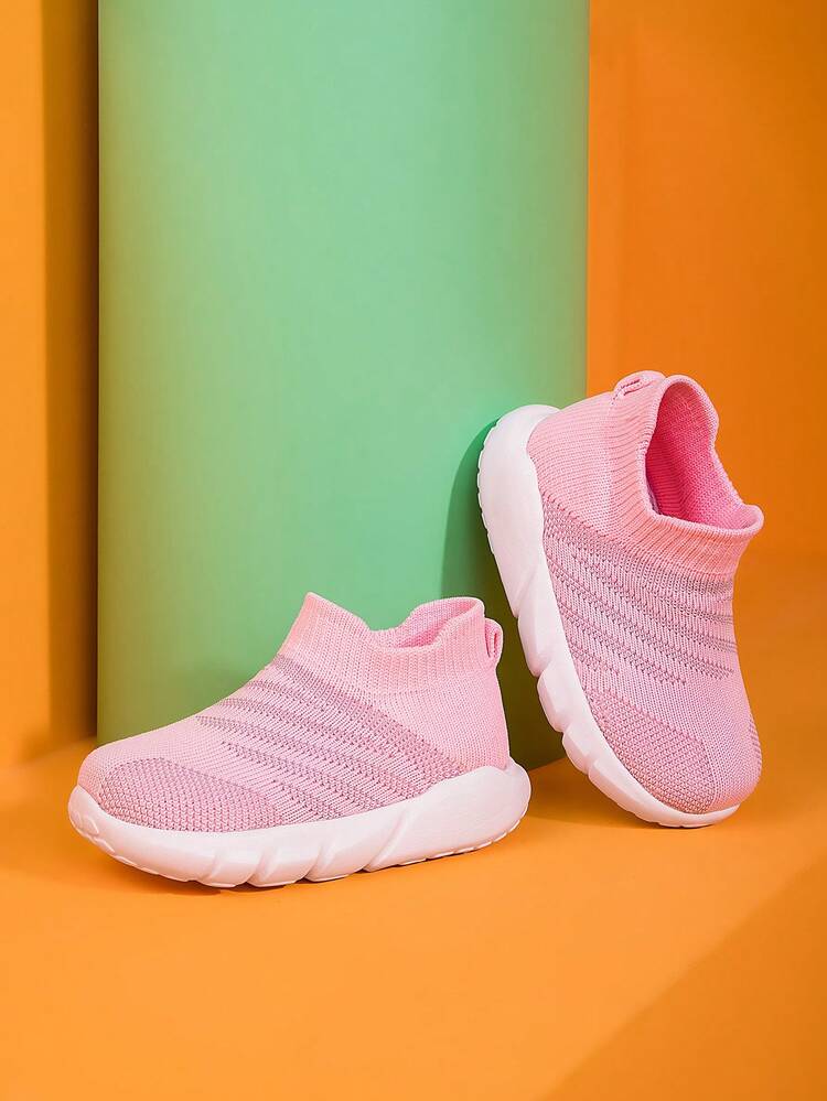 Baby Girls Breathable Striped Slip-on Sneakers - Pink - View 4