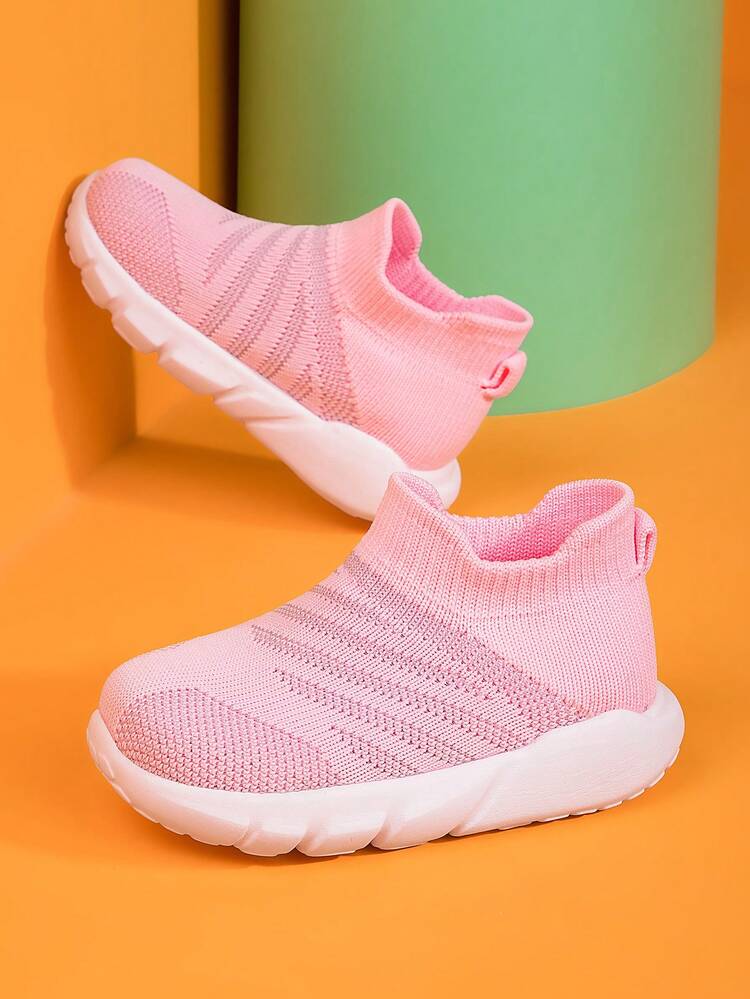 Baby Girls Breathable Striped Slip-on Sneakers - Pink - View 5