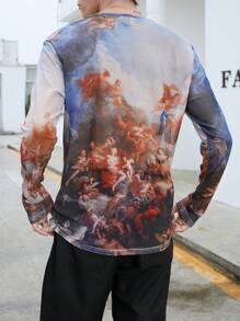 Manfinity EMRG Men T-Shirts Crew Neck Short Sleeve Graphic Tee Y2K Summer Polyester - Multicolor - View 3