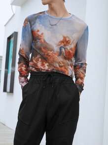 Manfinity EMRG Men T-Shirts Crew Neck Short Sleeve Graphic Tee Y2K Summer Polyester - Multicolor - View 5