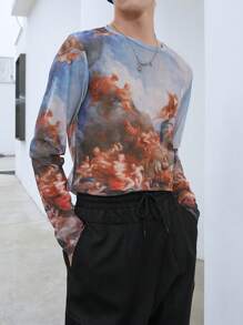 Manfinity EMRG Men T-Shirts Crew Neck Short Sleeve Graphic Tee Y2K Summer Polyester - Multicolor - View 7