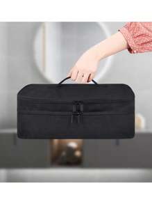 1pc Polyester Storage Bag, Modern Black Multifunction Hair Dryer Storage Bag For Travel - Black - View 3
