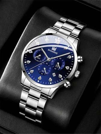 SHAARMS 男士三表盘日期石英表作为返校学生的礼物