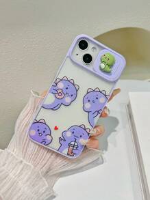 卡通恐龍圖案手機殼帶拉推鏡頭蓋 - 彩色 - 查看 4