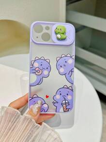 卡通恐龍圖案手機殼帶拉推鏡頭蓋 - 彩色 - 查看 5