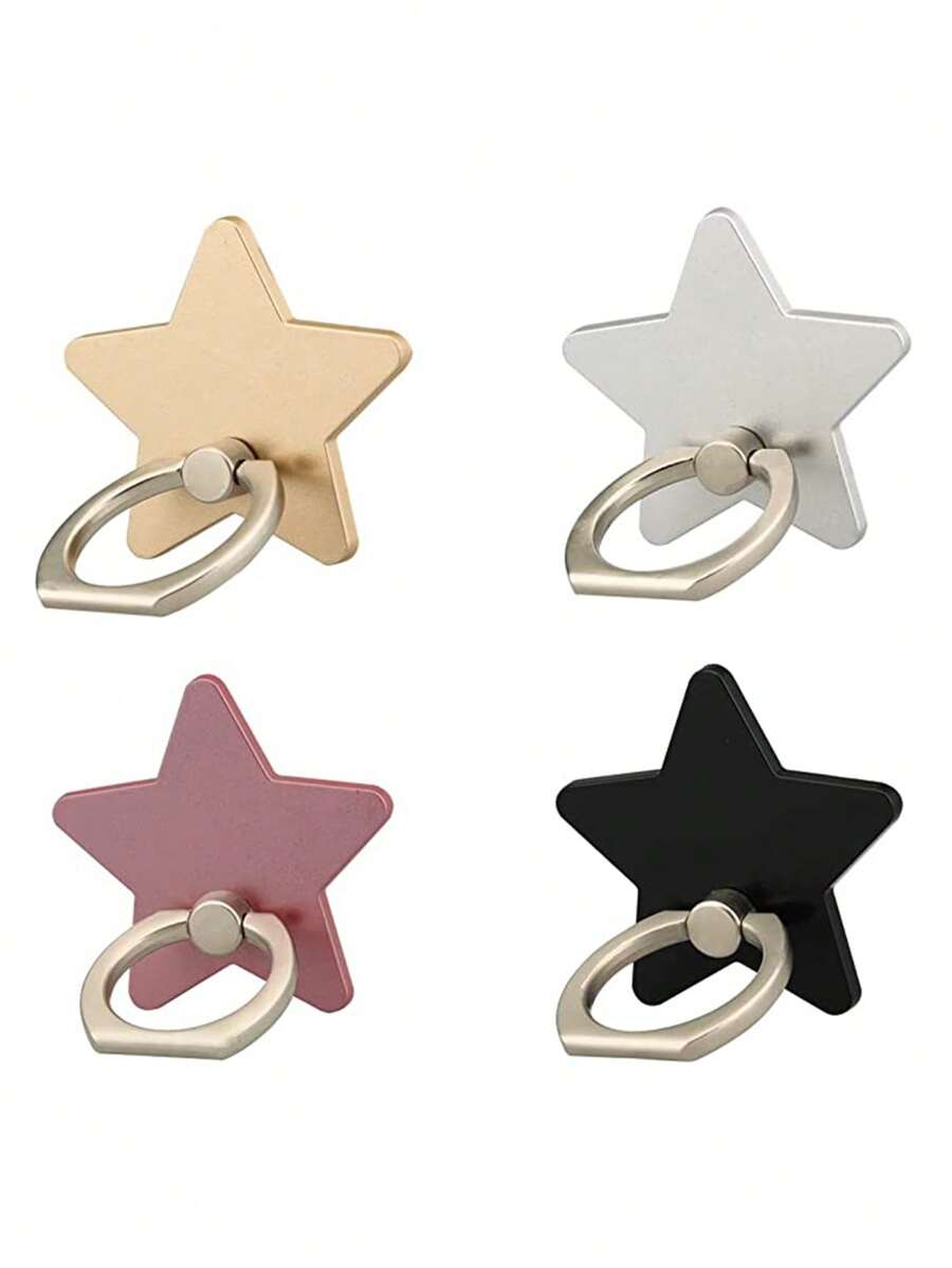 4 Stück Stern Dekor PC Multifunktions Handyring Halter kompatibel mit iPhone, Android Handy, Geschenk für Geburtstag, Familie, Freunde Fingerring Halter, Handygriff, Handyzubehör - Verschiedenfarbig - Übersicht 1