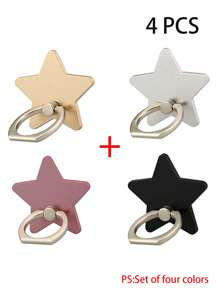 4 Stück Stern Dekor PC Multifunktions Handyring Halter kompatibel mit iPhone, Android Handy, Geschenk für Geburtstag, Familie, Freunde Fingerring Halter, Handygriff, Handyzubehör - Verschiedenfarbig - Übersicht 5