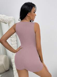 SHEIN Essnce Đơn vị Nữ Gân đan màu trơn - Hồng - Xem 2