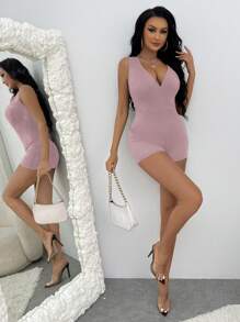 SHEIN Essnce Đơn vị Nữ Gân đan màu trơn - Hồng - Xem 5