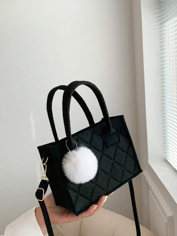 Lightweight, Portable, Large Capacity Casual, Fashion Mini Stitch Square Bag Solid Color Double Handle Portable, Single Small Wallet College, Back to School, Work, Business, Commute, Outdoors For Teen Girls, For Teenagers Plush For Girls, Women, College Students, Rookies & White-collar Workers For Fall, Winter Essential, For Work, Office, Commute, For Autumn & Winter, Outdoors