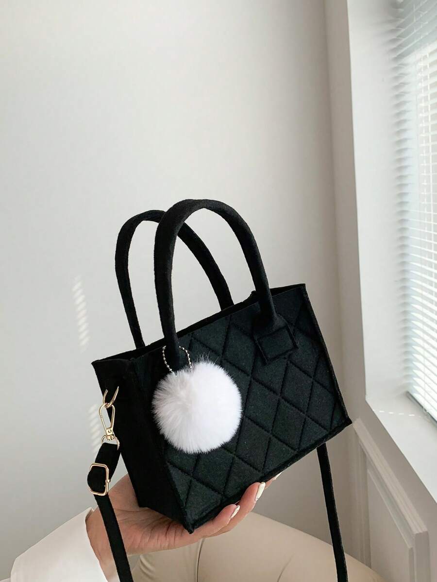 Lightweight, Portable, Large Capacity Casual, Fashion Mini Stitch Square Bag Solid Color Double Handle Portable, Single Small Wallet College, Back to School, Work, Business, Commute, Outdoors For Teen Girls, For Teenagers Plush For Girls, Women, College Students, Rookies & White-collar Workers For Fall, Winter Essential, For Work, Office, Commute, For Autumn & Winter, Outdoors