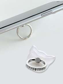 1 pieza Soporte de aro de celular con diseño de diamante de imitación aleación de zinc - transparente - Ver 1