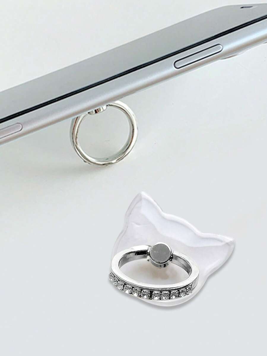 1 pieza Soporte de aro de celular con diseño de diamante de imitación aleación de zinc - transparente - Ver 1