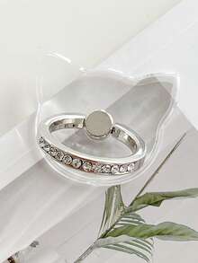 1 pieza Soporte de aro de celular con diseño de diamante de imitación aleación de zinc - transparente - Ver 3