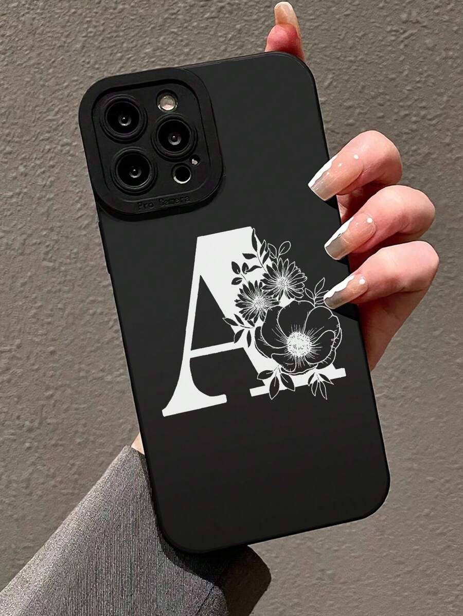 花卉字母图案手机壳，兼容 15/15Pro/15Plus/15Pro Max，国际版，非国内版 - 彩色 - 查看 1