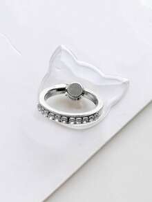 1 pieza Soporte de aro de celular con diseño de diamante de imitación aleación de zinc - transparente - Ver 5