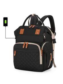 Baby Quilted Detail Diaper Bag - Black - View 2