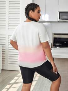 Easithlete 大碼漸層插肩袖運動T恤 - 彩色 - 查看 3