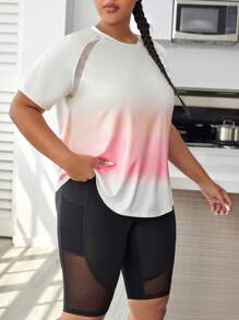 Easithlete 大碼漸層插肩袖運動T恤 - 彩色 - 查看 4