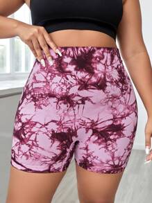 Yoga Floral Quần short thể thao Plus Size Cà vạt nhuộm - Nhiều màu - Xem 5