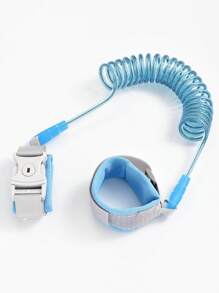 Infant/Toddler Anti-Lost Wrist Link With Spring Tether & Key Ring, Multi-Function Leash Bracelet - Blue - View 4