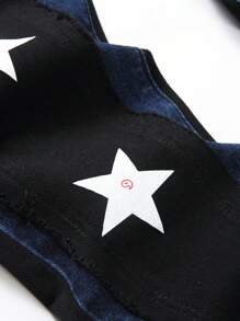 Nam In Sao Rách Tương phản Đường may bên Quần jean - màu đen - Xem 3