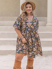 大碼印花娃娃裙 - 彩色 - 查看 6