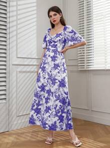 Modelyn 印花雞心領口連衣裙 - 紫色 - 查看 4