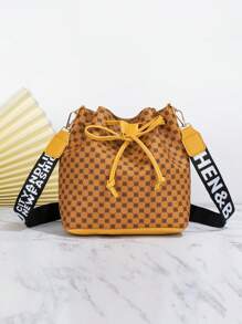 Túi xô họa tiết hình học mini Túi đeo chéo thời trang - Màu vàng - Xem 1
