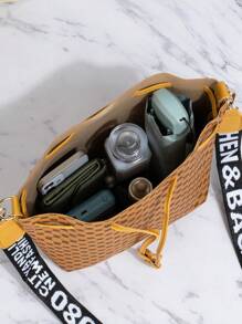 Túi xô họa tiết hình học mini Túi đeo chéo thời trang - Màu vàng - Xem 4