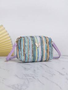 Túi Rơm Mini Colorblock Trang Trí Hình Bướm Dây Đeo Có Thể Điều Chỉnh Cho Kỳ Nghỉ - Nhiều màu - Xem 4
