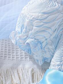 小女童提花彼得潘領泡泡袖洋裝