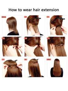 Black 24 Inch Long Straight Hair Synthetic Hair Extensions 1 Piece - Black - View 3