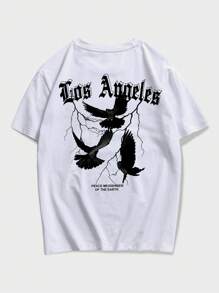 ROMWE MEN Goth Tops Nam Thú vật Lá thư Giải trí - trắng - Xem 1